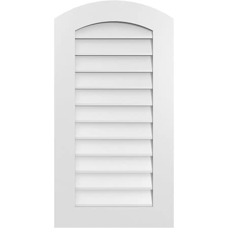 Ekena Millwork Arch Top Surface Mount PVC Gable Vent: Functional, w/ 3-1/2"W x 1"P Standard Frame, 20"W x 38"H GVPAR20X3801SF